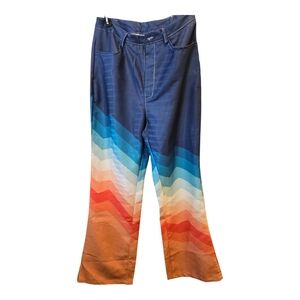 Colorful Chevron Flare Pants High Waisted